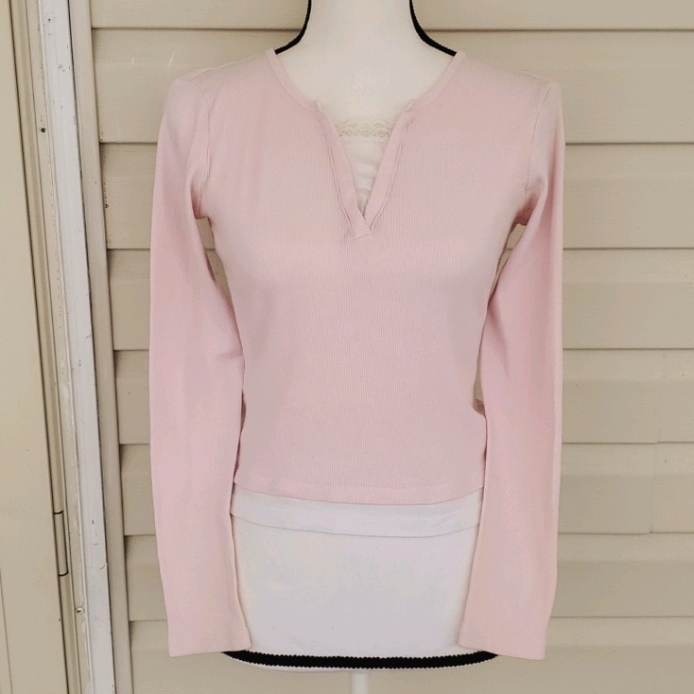 Pink & White Long Sleeve 2 For Top Juniors Size XS